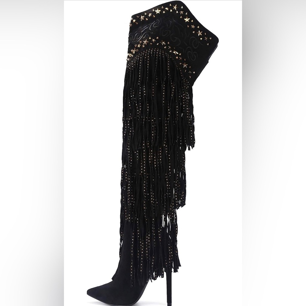 Western Fringe Stiletto Boots - Show Stoppers!
